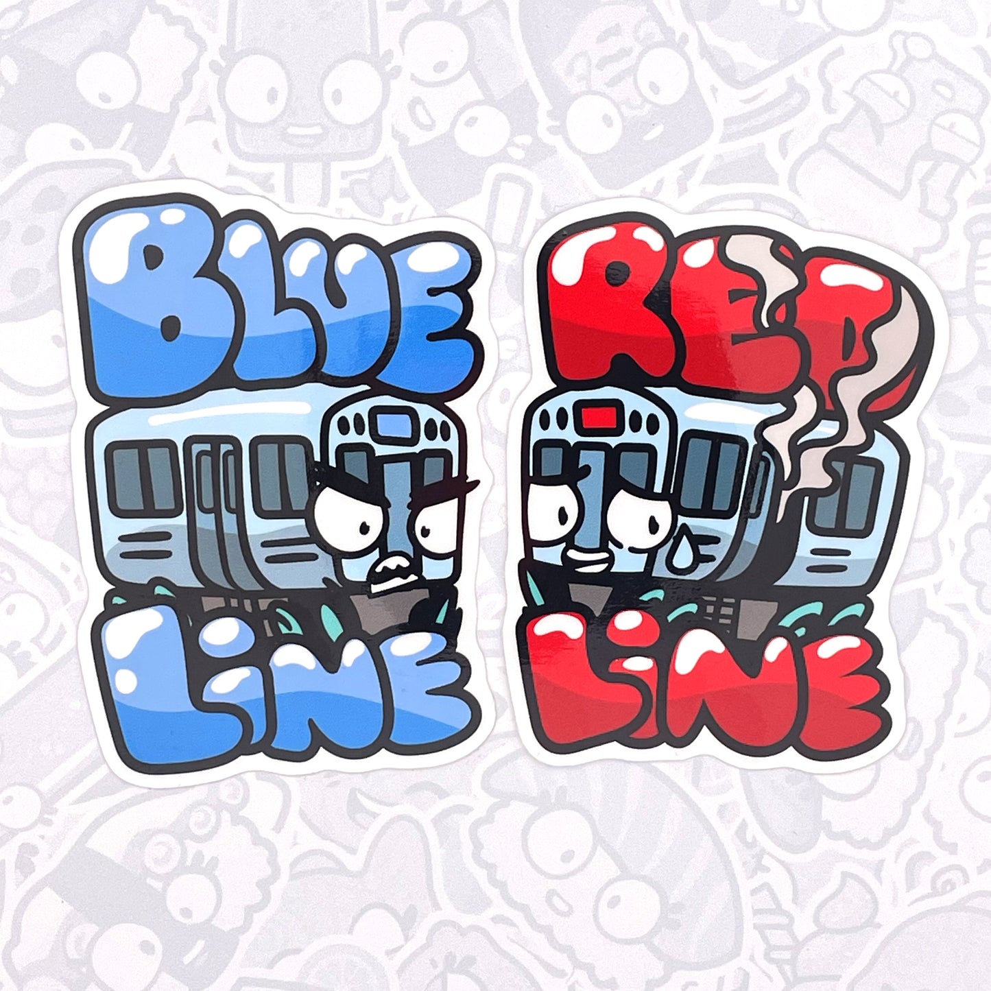 Red vs Blue Line - Vinyl Stickers