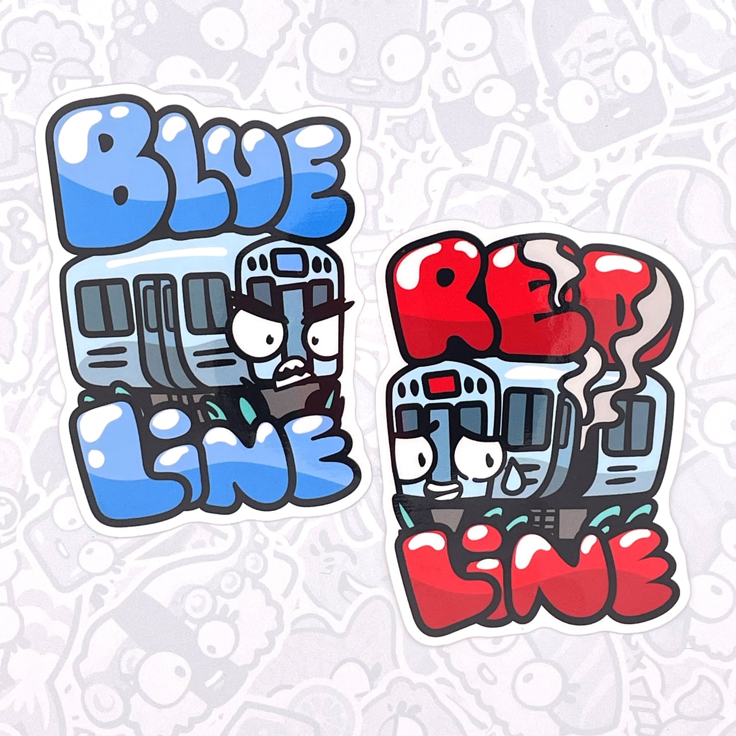Red vs Blue Line - Vinyl Stickers